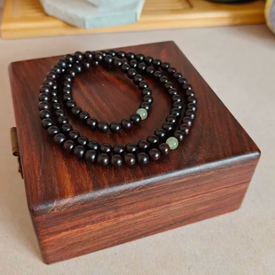 天然印度小叶紫檀木高端老料高油密6mm和田玉手串男女款 简单素雅