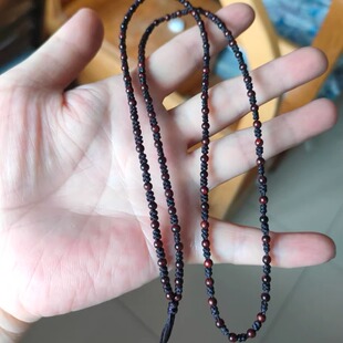 印度小叶紫檀木小米珠粗细男女吊坠配项链绳毛衣链手机挂脖眼镜绳