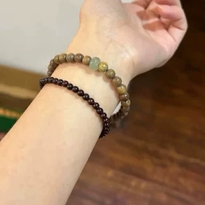 天然檀木小珠细链组合装混戴混搭叠戴绿檀木小叶紫檀木手串手链女