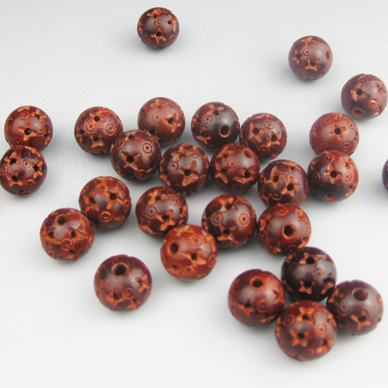 天然印度小叶紫檀木手工雕特色花珠散珠手串毛衣项链diy配珠件饰