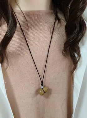 天然阿根廷绿檀木葫芦吊坠挂件男女款木质项链毛衣链福禄平安挂饰