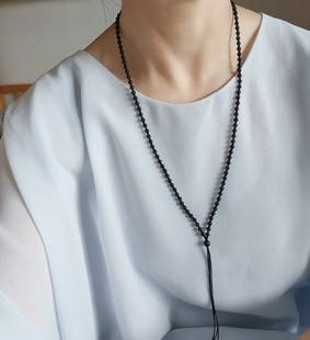 天然黑檀木质项链绳小珠细链系结吊坠绳黑色百搭男女手机眼镜挂脖