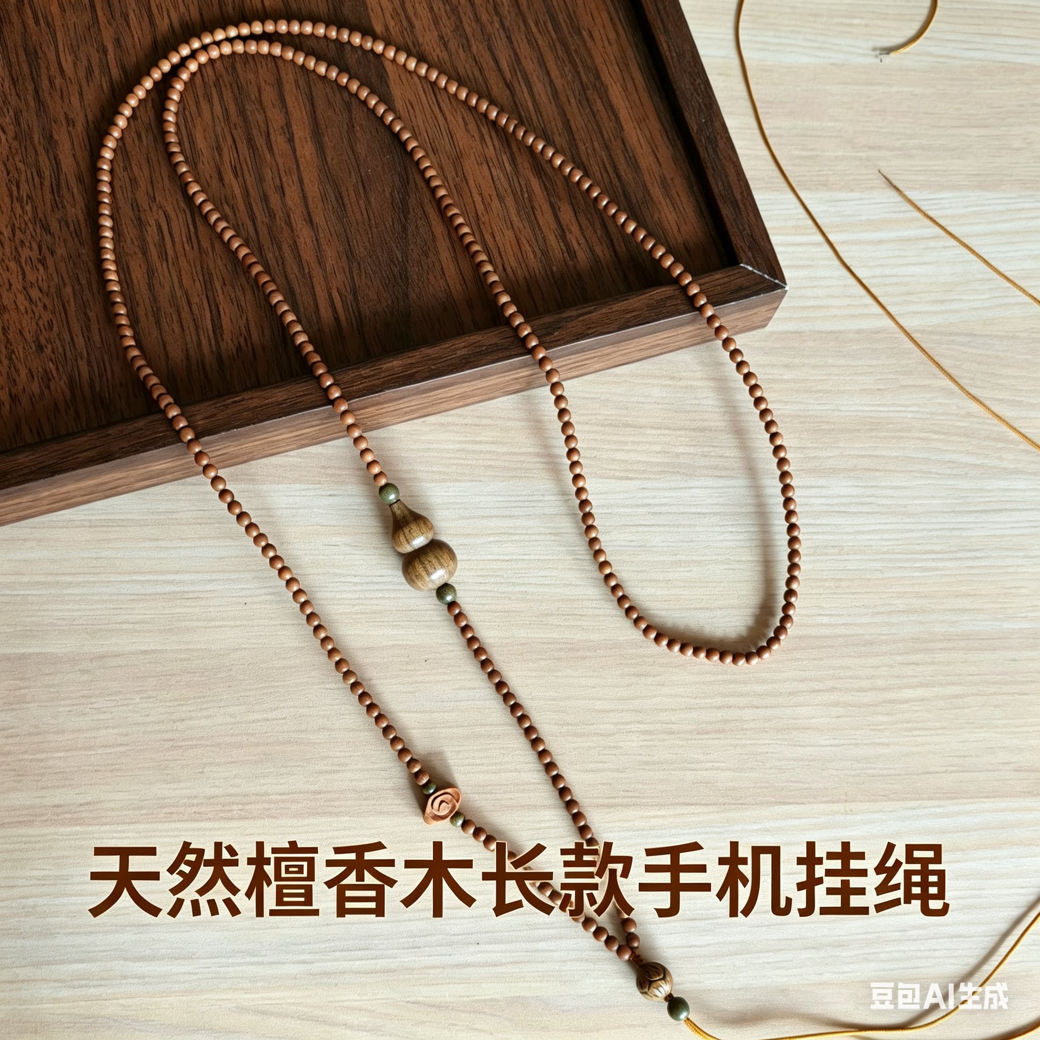 天然檀香木长挂脖斜挎挂绳男女木质眼镜手机链高端素雅福禄吉祥