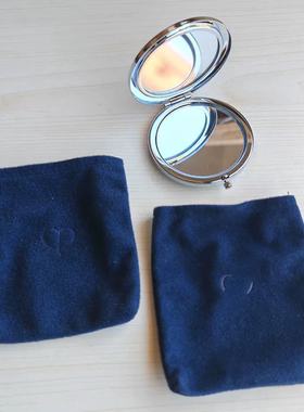 美妆大品牌蓝色毛绒镜子包 防尘收纳包 防摔防刮收纳袋11*10cm
