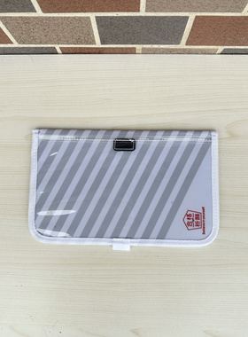 日单素雅灰色条纹大号手帐包票据包证件收纳包简约手拿包包