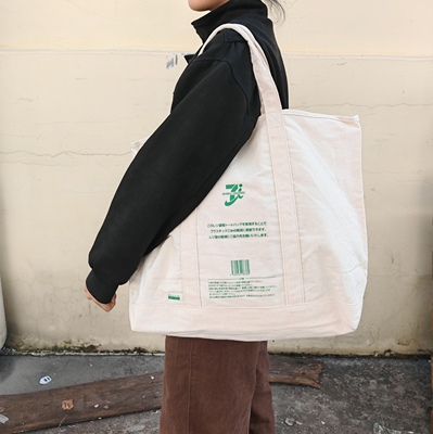 日单厚实帆布包单肩手提通勤托特包大容量拎书收纳包 衣服收纳袋