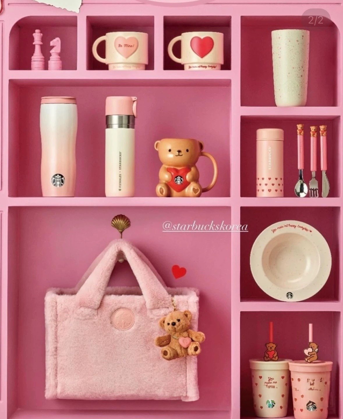 韩货新款咖啡牌毛绒斜挎包单肩包 粉色情人节纪念款手提包女包包