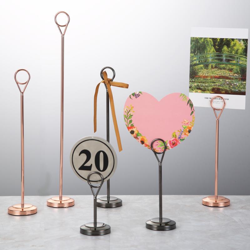 加厚不锈钢台号牌圆环餐桌牌镀色号码夹酒店宴会婚庆台卡架名片夹