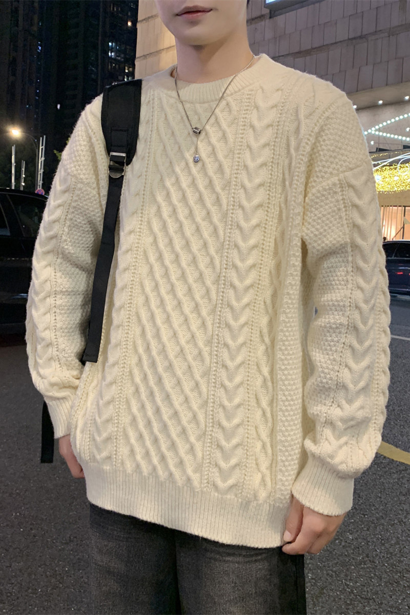 MY8267圆领针织毛衣男秋冬季宽松百搭打底衫休闲潮流常规37加绒47,男装T恤,四季星座303A