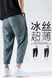 2021亚麻九分休闲裤子男潮宽松哈伦裤百搭棉麻裤K608，男装休闲裤，四季星座303A