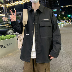 JK2025春秋男装外套夹克衫长袖衬衫工装衬衣日系秋装常规30加绒40图片