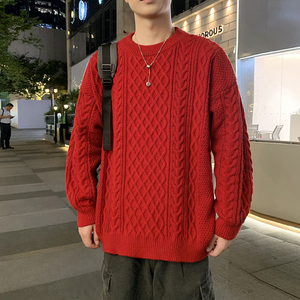 MY8267圆领毛衣男秋冬季纯色针织打底衫内搭加厚衣服常规37加绒47图片