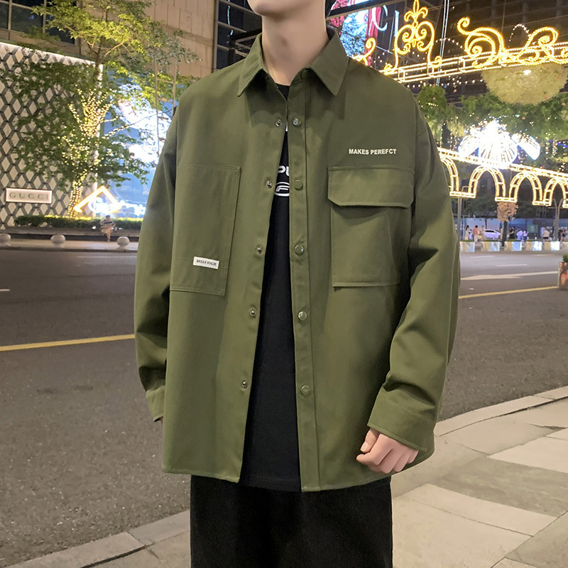 JK2025男士外套衬衫长袖衬衣春秋冬装夹克工装上衣服常规30加厚40图片
