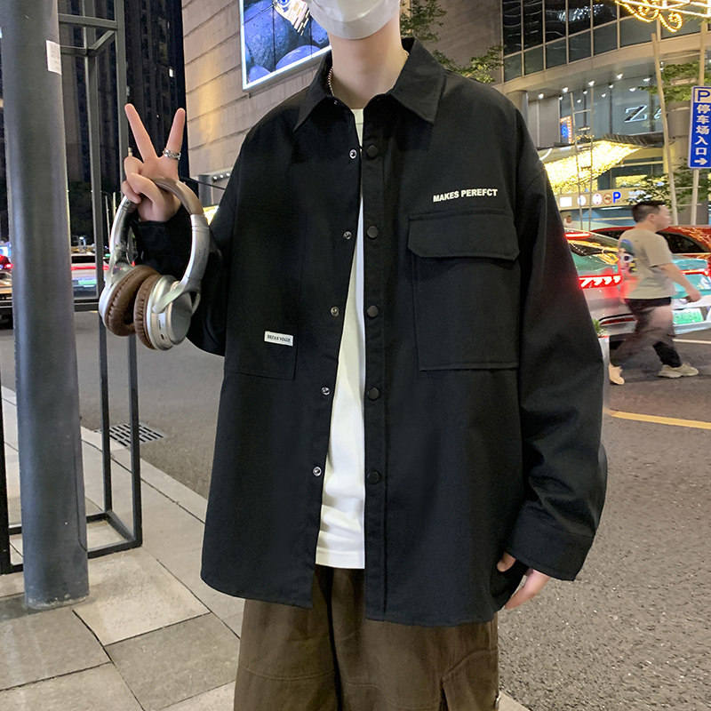 JK2025春秋男装外套夹克衫长袖衬衫工装衬衣日系秋装常规30加绒40图片