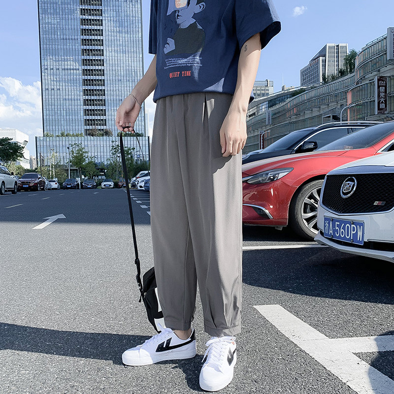 裤子男韩版潮流休闲宽松直筒阔腿裤春夏季薄款百搭哈伦九分裤K950,男装休闲裤,四季星座303A