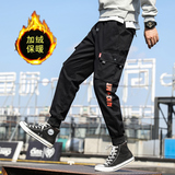 加绒加厚休闲裤秋冬工装裤束脚裤男哈伦裤K8811加绒P35常规P25，男装休闲裤，四季星座303A
