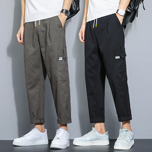 2025秋款休闲裤男港风大码九分裤工装裤学生运动裤K9117+NZ98，男装工装外套，四季星座303A