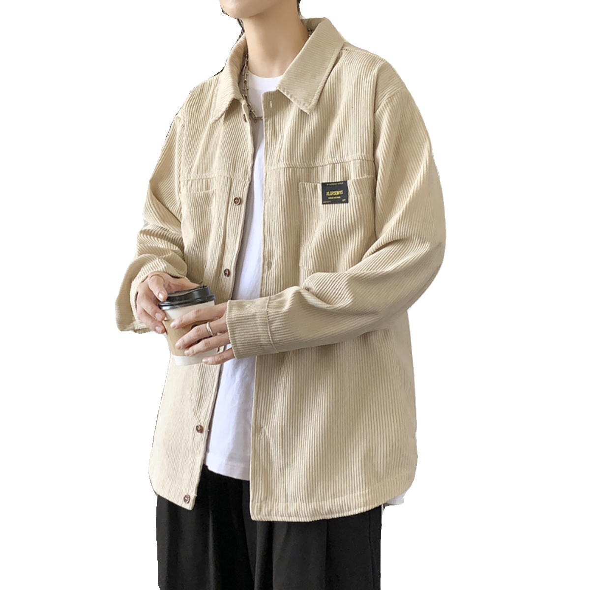 cityboy男秋冬季灯芯绒韩版工装衬衣宽松外套JK2022常规30加绒40,男装衬衫,四季星座303A