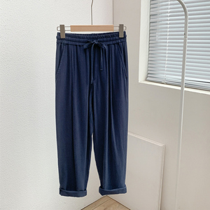 30%亚麻含量男士夏季休闲裤九分裤子新中式风男装 K100 P30图片