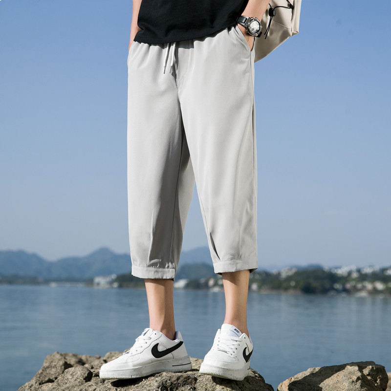 七分裤男士短裤夏季冰丝潮流直筒大码运动休闲八分中裤子K970P17,男装牛仔裤,四季星座303A