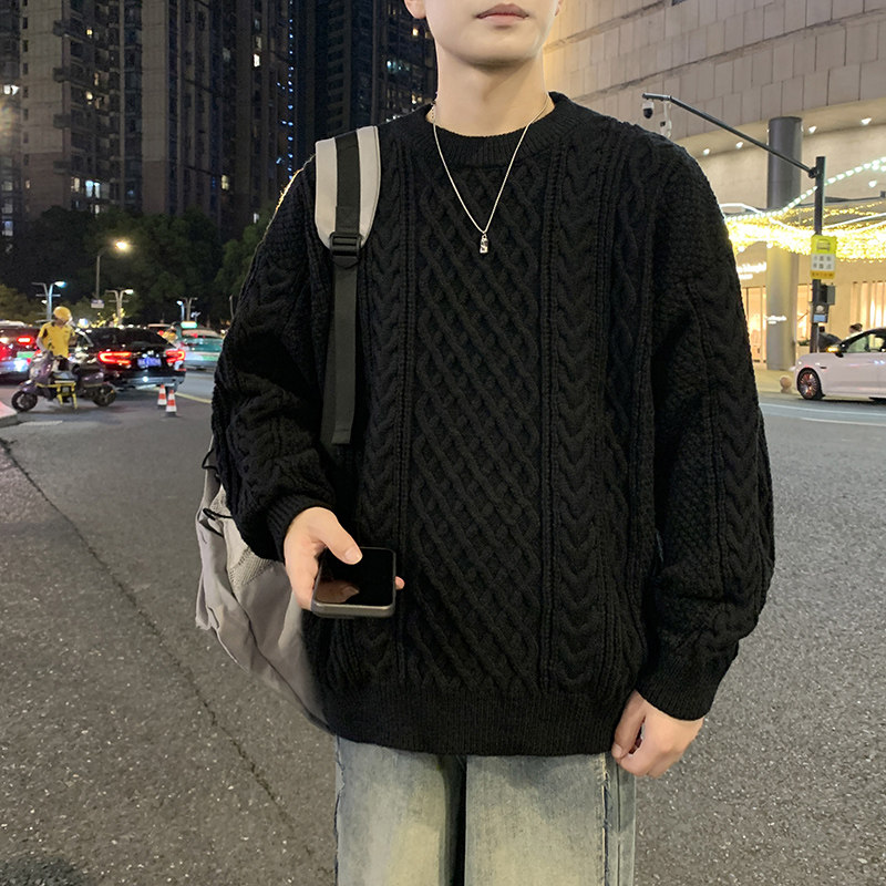 MY8267圆领针织毛衣男秋冬季宽松百搭打底衫休闲潮流常规37加绒47,男装T恤,四季星座303A