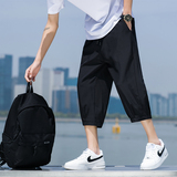 男夏季薄款冰丝休闲裤男士宽松直筒运动短裤胖子潮7分裤子K970P17，男装牛仔裤，四季星座303A