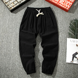 亚麻裤风宽松运动裤束脚棉麻裤大码男九分哈伦裤灯笼裤子K801，女装休闲裤，四季星座303A