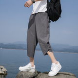 棉麻七分裤男夏薄款亚麻马裤休闲沙滩裤子男裤短裤K88P23，男装牛仔裤，四季星座303A