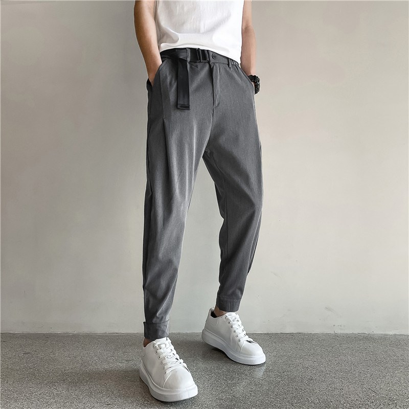 潮男装秋冬休闲裤九分裤束脚裤社会精神小伙西裤子哈伦K449P25图片
