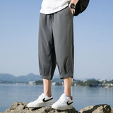 男夏季薄款冰丝休闲裤男士宽松直筒运动短裤胖子潮7分裤子K970P17，男装牛仔裤，四季星座303A