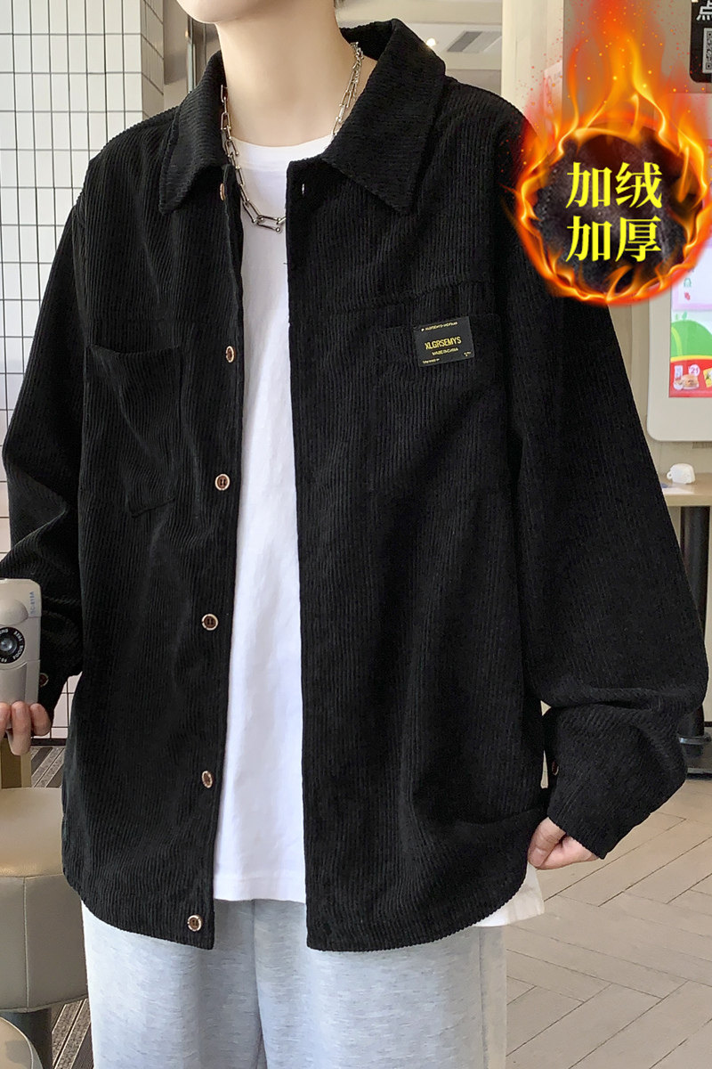 cityboy男秋冬季灯芯绒韩版工装衬衣宽松外套JK2022常规30加绒40,男装衬衫,四季星座303A