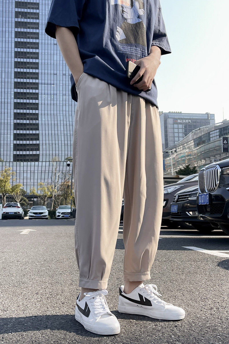 2025新款轻薄冰丝休闲裤裤子男学生运动直筒西装裤九分裤K950P17,男装西服套装,四季星座303A