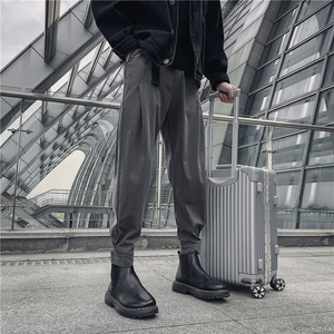 潮男装秋冬休闲裤九分裤束脚裤社会精神小伙西裤子哈伦K449P25，男装西裤，四季星座303A