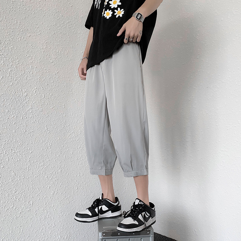 七分裤男夏季薄款冰丝宽松大码运动休闲短裤高街ins潮流K970P17，男装牛仔裤，四季星座303A