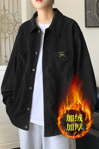 港风灯芯绒加厚长袖衬衫男春秋季大码衬衣外套休闲上衣服JK2022图片