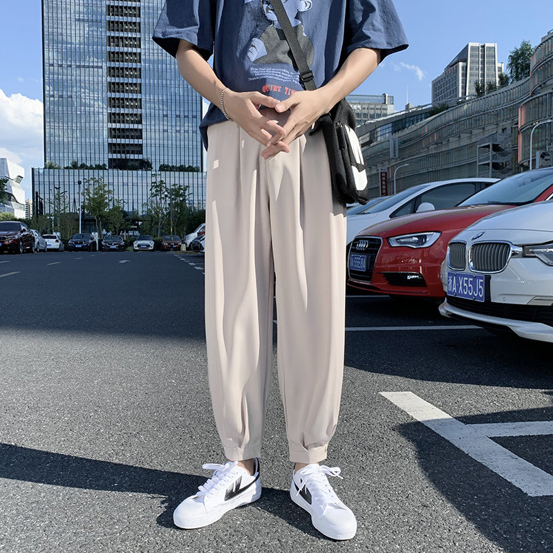 裤子男韩版潮流休闲宽松直筒阔腿裤春夏季薄款百搭哈伦九分裤K91,男装休闲裤,四季星座303A