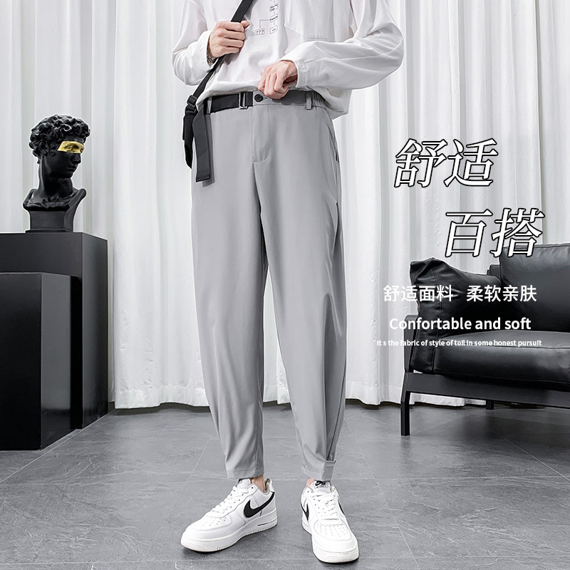潮男装春夏休闲裤九分裤束脚裤社会精神小伙西裤子哈伦K449P25,男装西裤,四季星座303A