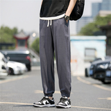 k800亚麻裤男夏季潮流冰丝棉麻裤男士九分透气宽松直筒休闲长裤子，男装休闲裤，四季星座303A