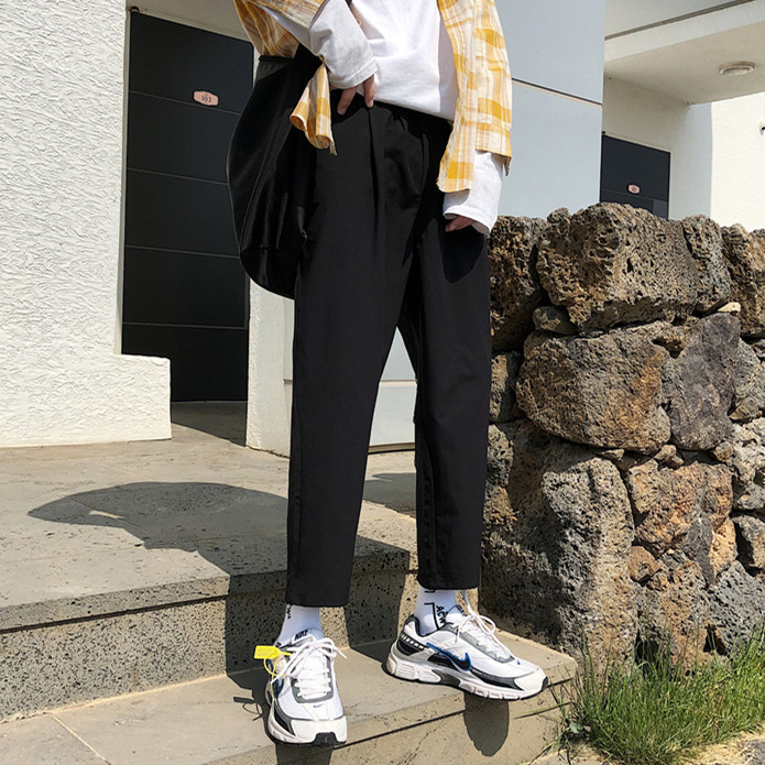 春装新款潮流纯色简约宽松版直筒休闲裤九分裤男K171K6047,男装休闲裤,四季星座303A