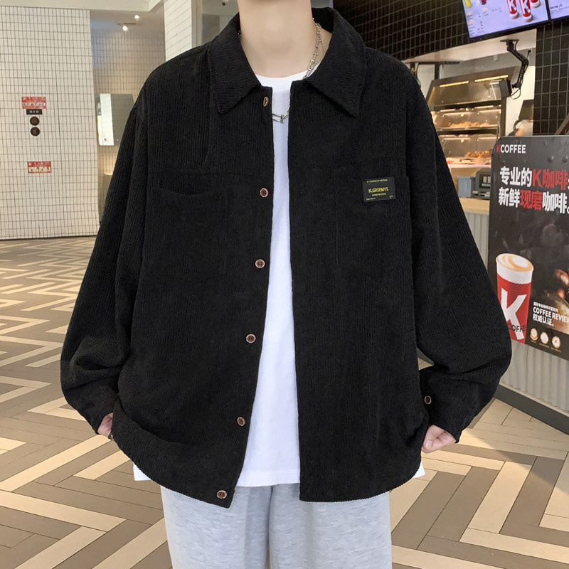 灯芯绒衬衫男秋冬加绒加厚宽松美式潮流外套JK2022常规30加绒40,男装衬衫,四季星座303A