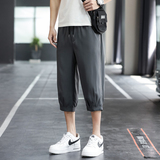 男夏季薄款冰丝休闲裤男士宽松直筒运动短裤胖子潮7分裤子K970P17，男装牛仔裤，四季星座303A