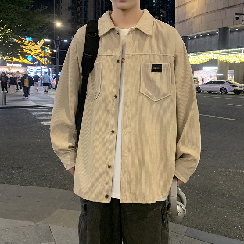 cityboy男秋冬季灯芯绒韩版工装衬衣宽松外套JK2022常规30加绒40,男装夹克,四季星座303A