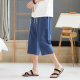 短裤男士夏季薄款宽松棉麻七分休闲八分亚麻运动裤九分裤子K918，男装牛仔裤，四季星座303A
