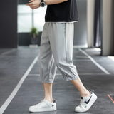 男夏季薄款冰丝休闲裤男士宽松直筒运动短裤胖子潮7分裤子K970P17，男装牛仔裤，四季星座303A