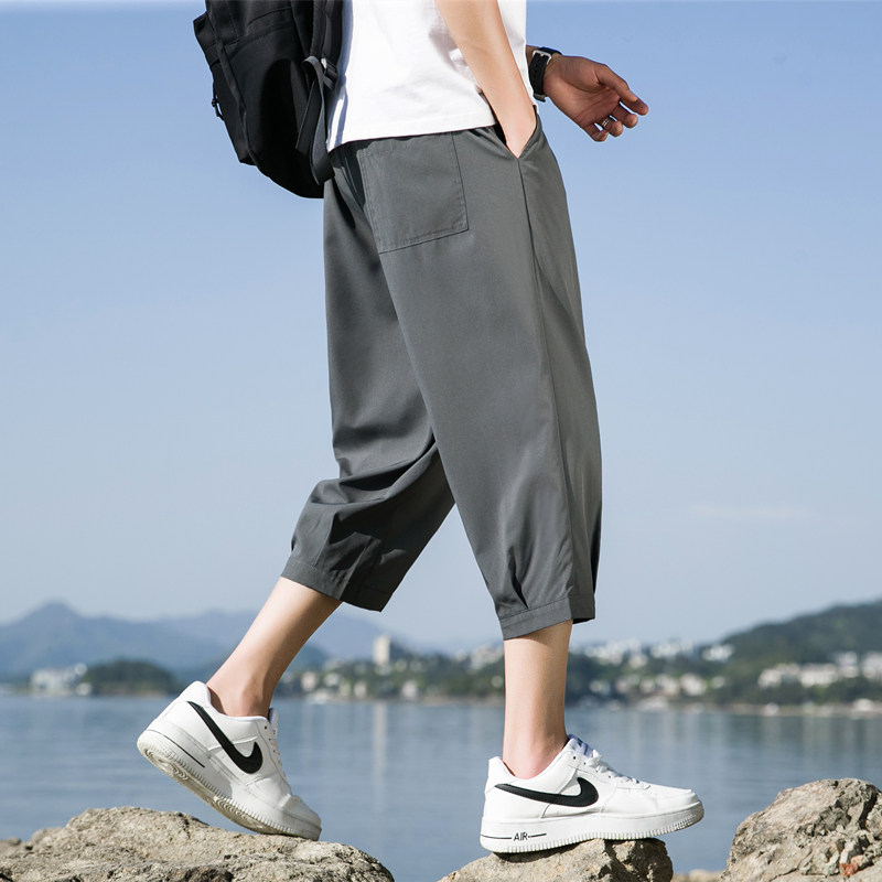 七分裤男士短裤夏季冰丝潮流直筒大码运动休闲八分中裤子K970P17,男装牛仔裤,四季星座303A