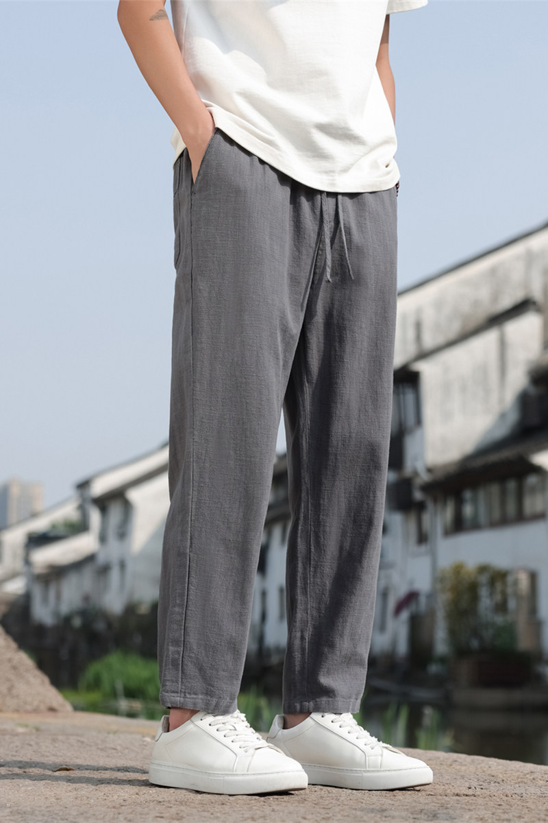 30%亚麻含量男士夏季休闲裤九分裤子新中式风男装K100P30,男装休闲裤,四季星座303A