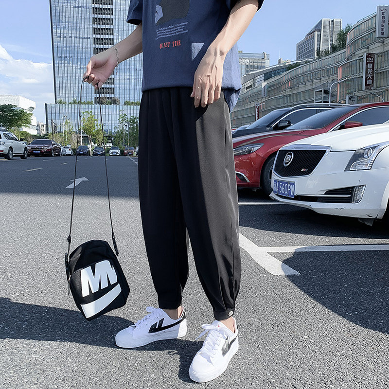 裤子男韩版潮流休闲宽松直筒阔腿裤春夏季薄款百搭哈伦九分裤K91,男装休闲裤,四季星座303A