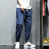 亚麻裤风宽松运动裤束脚棉麻裤大码男九分哈伦裤灯笼裤子K801，女装休闲裤，四季星座303A