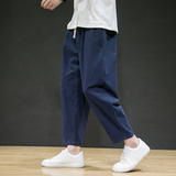 2025夏季休闲裤子男百搭棉麻宽松亚麻裤韩版潮流长裤直筒K22P25，男装休闲裤，四季星座303A