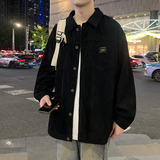 港风灯芯绒加厚长袖衬衫男春秋季大码衬衣外套休闲上衣服JK2022，男装夹克，四季星座303A